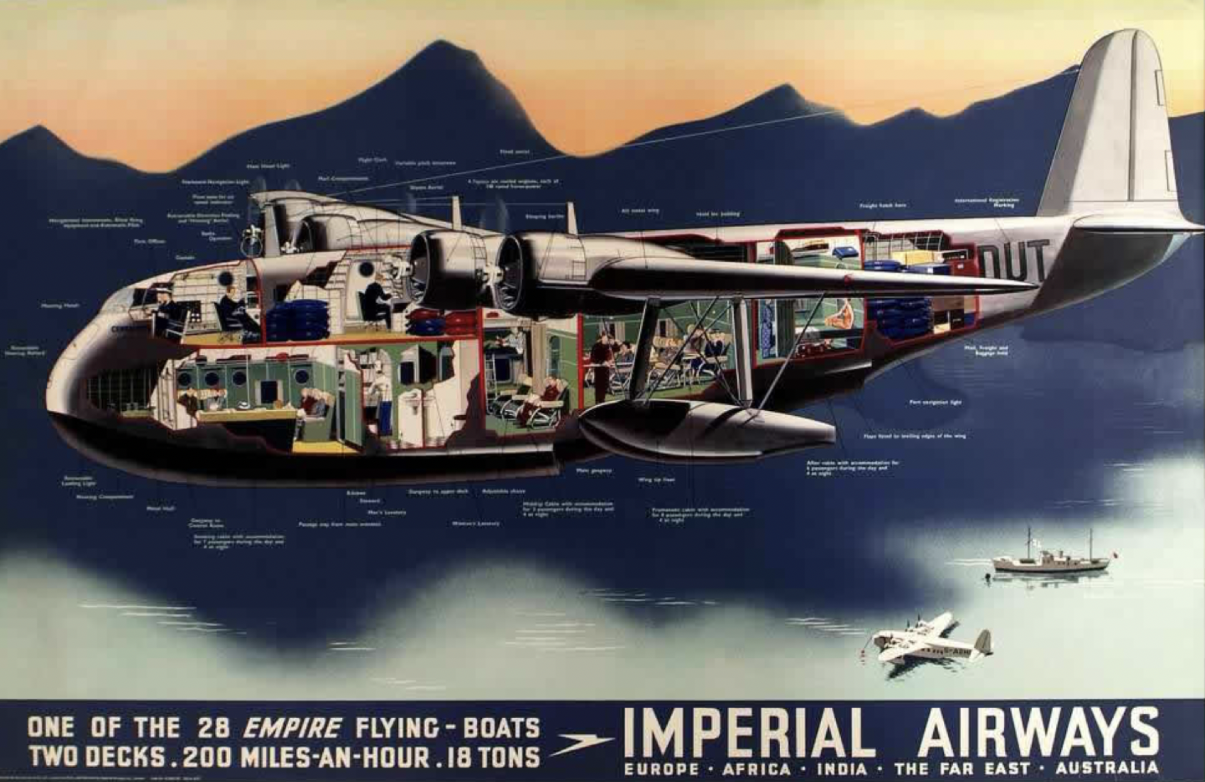 Cutaway illustration of an Imperial Airways Empire flying boat
